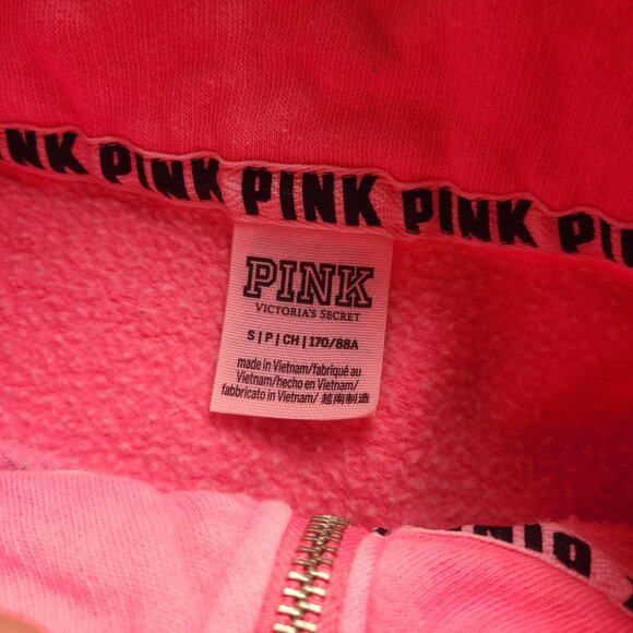PINK Logo Fleece Lined Boyfriend Pullover Half Zip Sweater Size Small - Picture 6 of 8